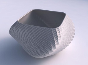 bowl helix twisted diagonal grid dents house decor 3d print model - Mito3D