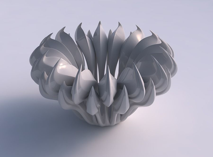 bowl layered flower 2 beveled edges long neck house decor 3d print model - Mito3D