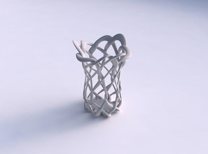 bowl oval interlacing lattice streched wavy top house decor 3d print model - Mito3D