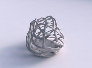 tigela oval entrelaçamento lattice torcida cônico 2 ondulado a casa decoração 3d print model - Mito3D