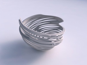bowl seed shell smooth beveled cuts extruded top very twisted wavy house decor 3d print model - Mito3D