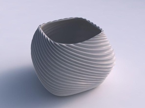 bowl semi-quadratic bent extruded lines 3 house semi quadratic dish decor architectural decoration 3d print model - Mito3D