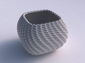 bowl semi-quadratic bent extruded pattern house semi quadratic decor 3d print model - Mito3D