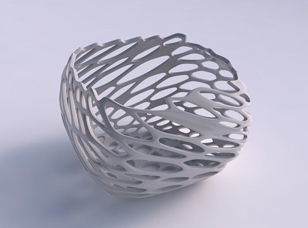 bowl semi-quadratic cracked twisted organic lattice semi quadratic house decor 3d print model - Mito3D