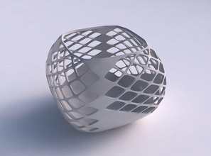 bowl semi-quadratic diagonal grid lattice 3 house semi quadratic decor 3d print model - Mito3D