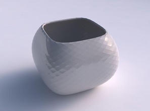 bowl semi-quadratic diagonal grid pattern house semi quadratic decor 3d print model - Mito3D