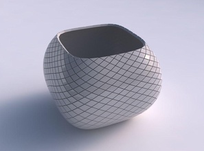 bowl semi-quadratic diagonal grid plates house semi quadratic decor 3d print model - Mito3D
