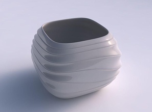 bowl semi-quadratic distorted horizontal dents house semi quadratic decor 3d print model - Mito3D