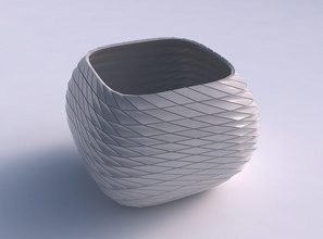 bowl semi-quadratic distorted twisted grid plates house semi quadratic decor 3d print model - Mito3D