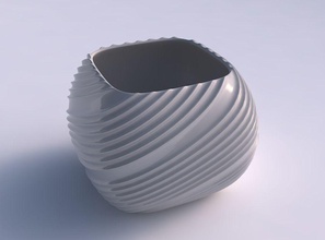 bowl semi-quadratic flowing extruded lines house semi quadratic decor 3d print model - Mito3D