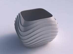 bowl semi-quadratic horizontal wavy layers house semi quadratic decor 3d print model - Mito3D