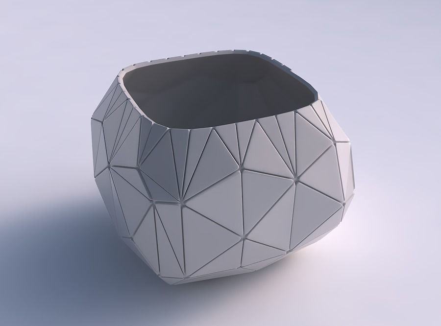 Schüssel semi-zufällige quadratische Dreiecks-Platten 2 Haus semi random Dreieck Platten Dekor 3D print model - Mito3D