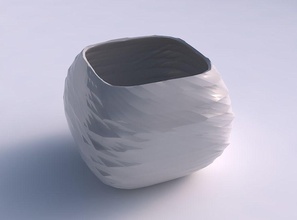 recipiente semi-cuadrática rocosas de las fibras casa bol semi cuadrática rocoso decoración 3d print model - Mito3D