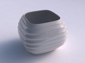bowl semi-quadratic smooth horizontal dents 2 house semi quadratic dish decor architectural decoration 3d print model - Mito3D