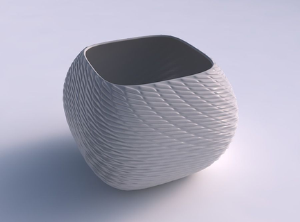 tigela semi quadratic torcido diagonal rede protuberâncias quadrático casa decoração 3d print model - Mito3D