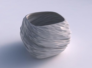 bowl semi-quadratic twisted rocky bulges house semi quadratic decor 3d print model - Mito3D