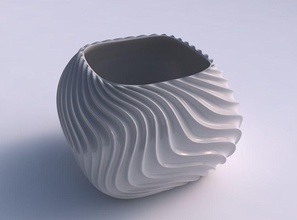 bowl semi-quadratic wavy extruded lines 3 house semi quadratic decor 3d print model - Mito3D