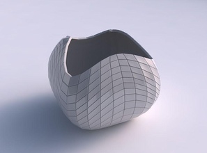 bowl semi-quadratic wavy grid plates house semi quadratic decor 3d print model - Mito3D