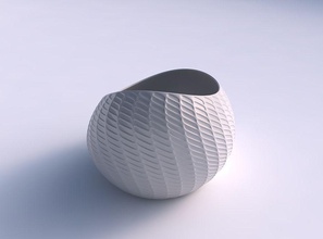 bowl skewed diagonal grid dents house decor 3d print model - Mito3D