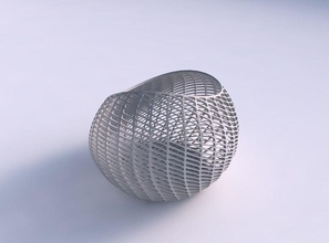 bowl skewed fine diagonal grid lattice house decor 3d print model - Mito3D