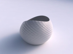 bowl skewed twisted diagonal grid bulges house decor 3d print model - Mito3D