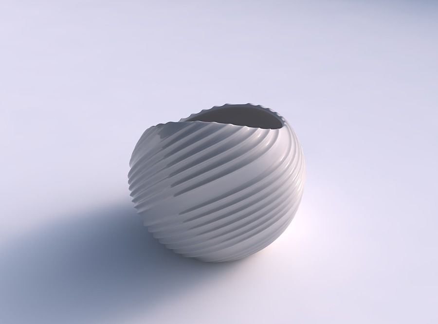 bowl skewed twisted flowing extruded lines house decor 3D print model - Mito3D