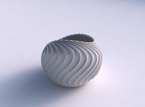 bowl skewed twisted wavy extruded lines 4 house decor 3d print model - Mito3D