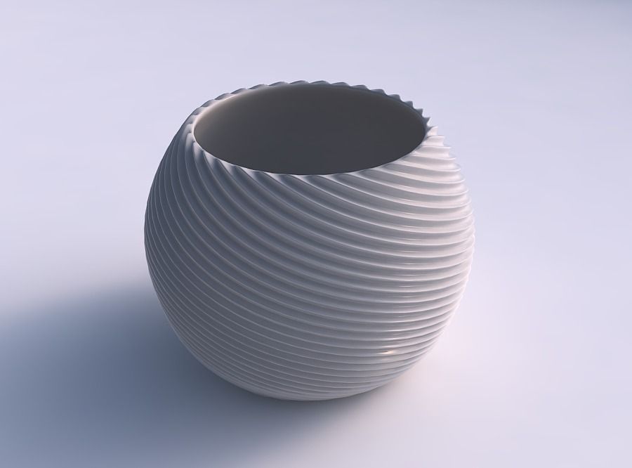 bowl spheric bent extruded lines 2 house dish decor architectural decoration 3D print model - Mito3D