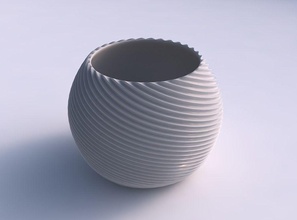 recipiente esférico doblado extruido líneas de 2 casa bol dobladas el plato decoración en la arquitectura 3d print model - Mito3D