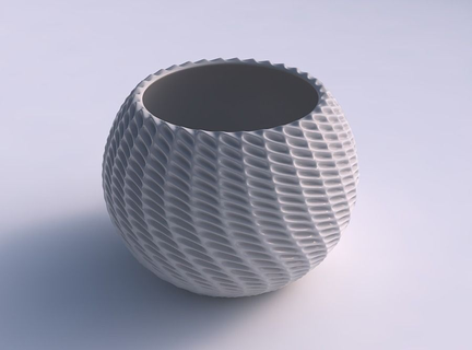bowl spheric bent extruded pattern house decor 3d print model - Mito3D