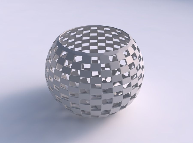 bowl spheric checker grid lattice house decor 3D print model - Mito3D
