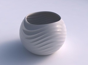 scodella sferica curve orizzontali ondulati sezioni casa ciotola curvo orizzontale ondulate le arredamento 3d print model - Mito3D