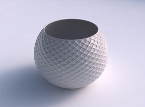 bowl spheric diagonal grid dents house decor 3d print model - Mito3D