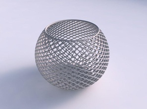 bowl spheric fine diagonal grid lattice house decor 3d print model - Mito3D