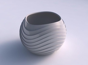 bowl spheric horizontal wavy layers house decor 3d print model - Mito3D