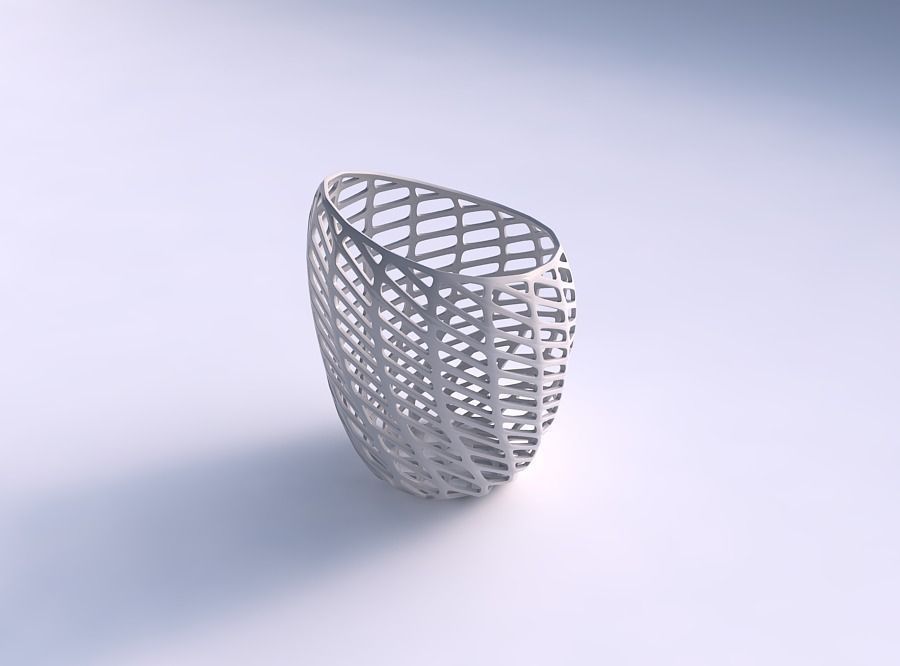 bowl spheric lattice diagonal grid house decor 3D print model - Mito3D