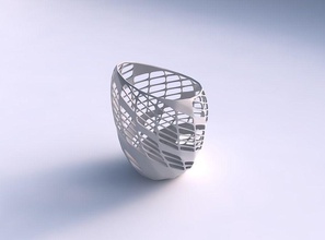 bowl spheric lattice diagonal grid 3 house decor 3d print model - Mito3D
