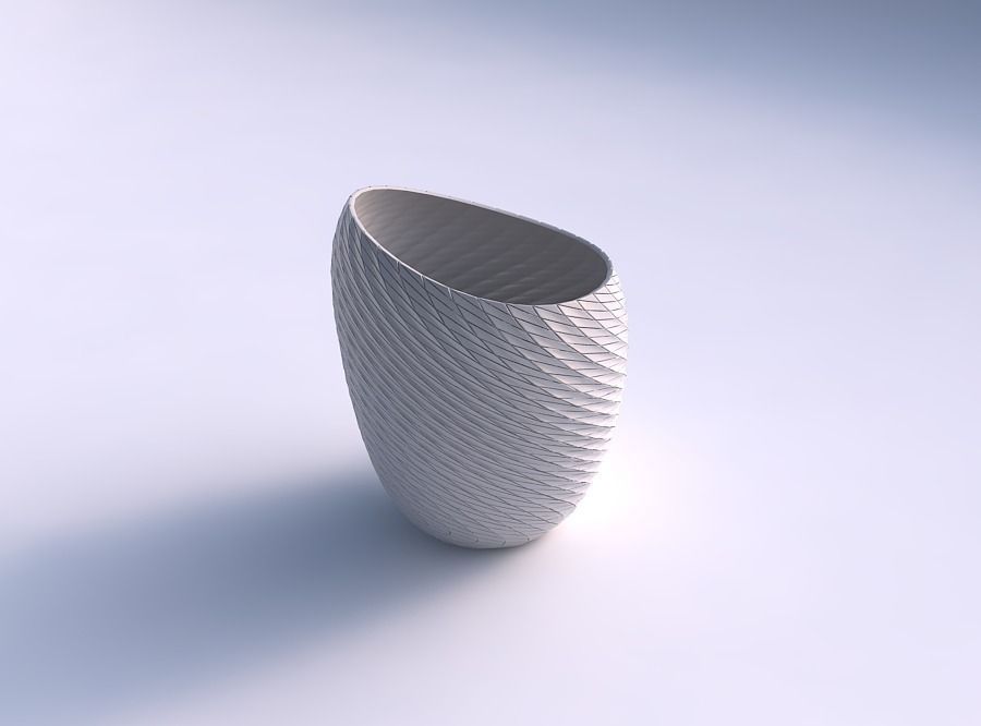 bowl spheric lattice twisted diagonal grid plates house decor 3D print model - Mito3D