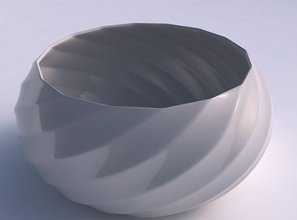 bowl spheric squeezed wide bands house dish decor architectural decoration 3d print model - Mito3D