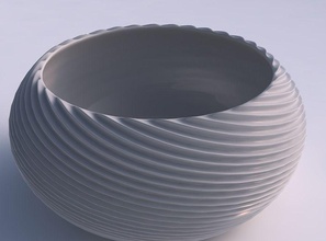 bowl spheric squeezed wide bent extruded lines 2 house dish decor architectural decoration 3d print model - Mito3D