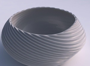 bowl spheric squeezed wide bent extruded lines 3 house dish decor architectural decoration 3d print model - Mito3D