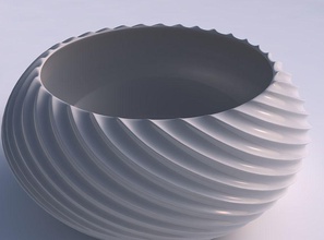 bowl spheric squeezed wide bent extruded lines dish decor architectural decoration house 3d print model - Mito3D