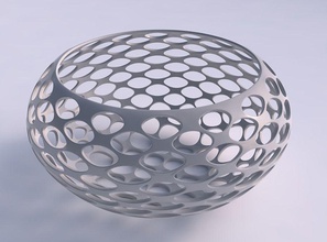 bowl spheric squeezed wide bubble grid lattice house decor 3d print model - Mito3D