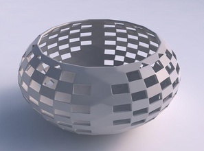 bowl spheric squeezed wide checker grid lattice 2 house decor 3d print model - Mito3D