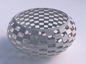 bowl spheric squeezed wide checker grid lattice house decor 3d print model - Mito3D