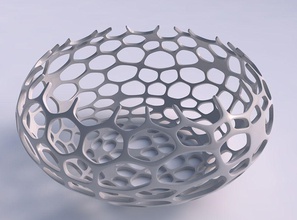 bowl spheric squeezed wide cracked organic lattice 2 house decor 3d print model - Mito3D