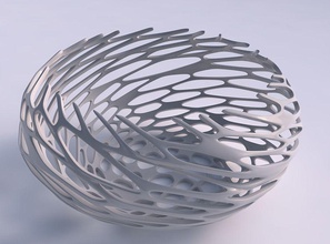 bowl spheric squeezed wide cracked twisted organic lattice 2 house decor 3d print model - Mito3D