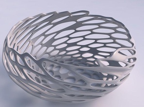 scodella sferica schiacciata ampia rotto twisted biologica del reticolo casa ciotola spremuto di cracking organico arredamento 3d print model - Mito3D