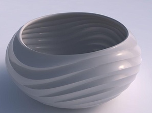 bowl spheric squeezed wide curved horizontal wavy sections house decor 3d print model - Mito3D