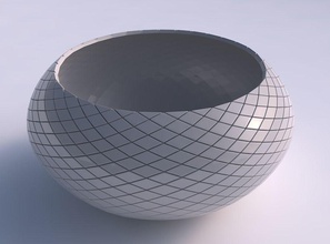 bowl spheric squeezed wide diagonal grid plates house decor 3d print model - Mito3D